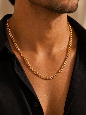18" Mens 18K Gold Chain Link Style Necklace Guys New 18 inch 18 K Silver Jewelry